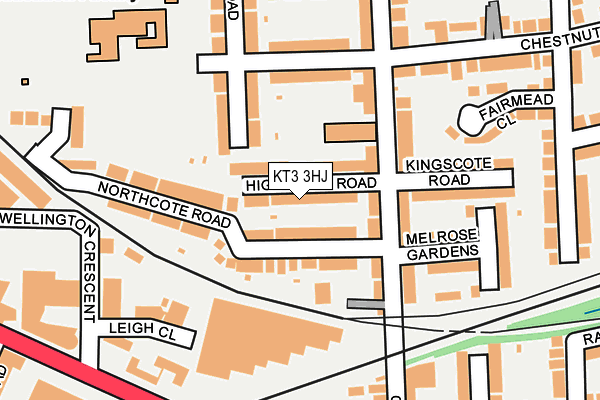 KT3 3HJ map - OS OpenMap – Local (Ordnance Survey)