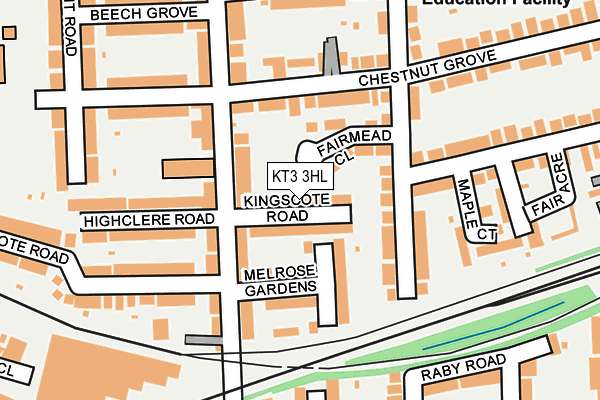 KT3 3HL map - OS OpenMap – Local (Ordnance Survey)