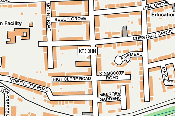 KT3 3HN map - OS OpenMap – Local (Ordnance Survey)