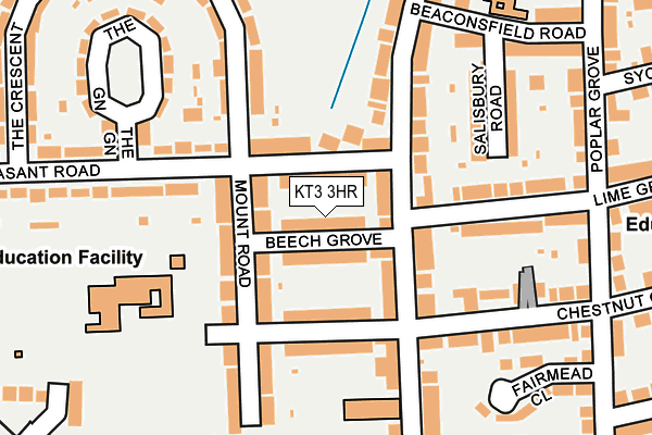 KT3 3HR map - OS OpenMap – Local (Ordnance Survey)