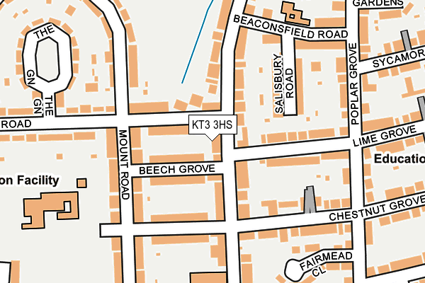 KT3 3HS map - OS OpenMap – Local (Ordnance Survey)