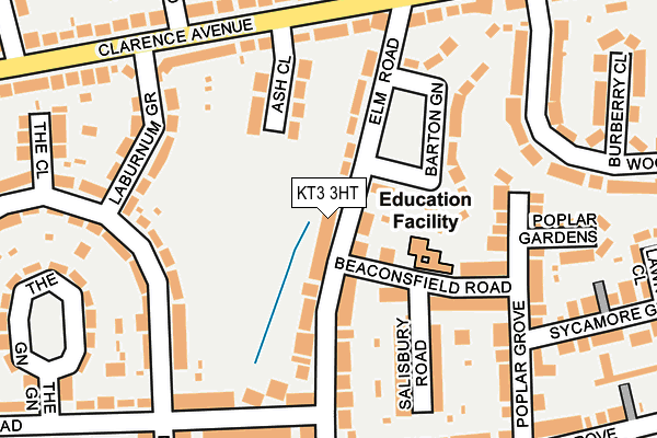 KT3 3HT map - OS OpenMap – Local (Ordnance Survey)