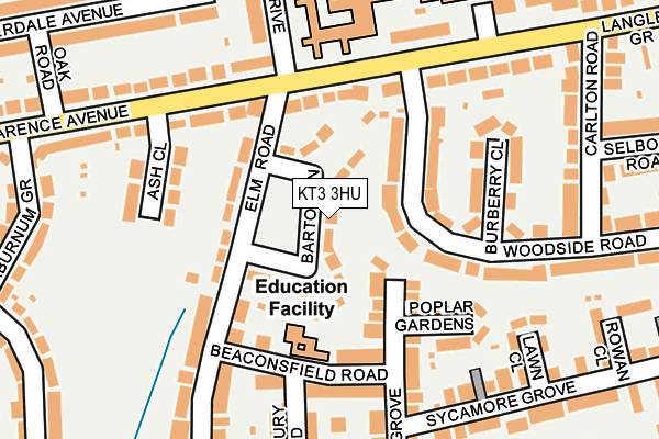 KT3 3HU map - OS OpenMap – Local (Ordnance Survey)