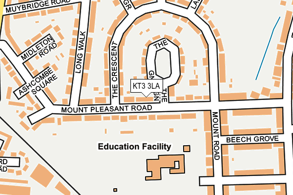 KT3 3LA map - OS OpenMap – Local (Ordnance Survey)