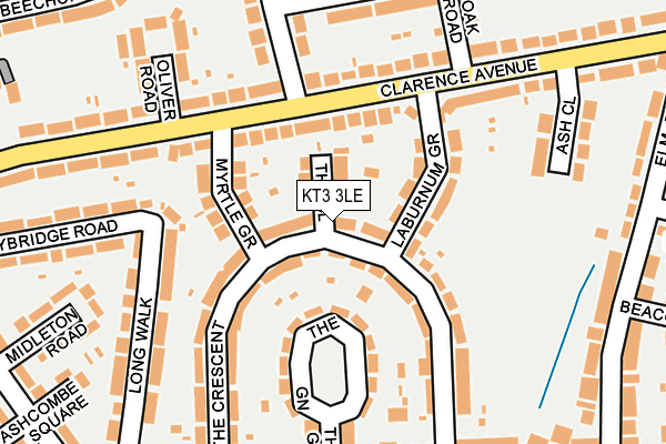 KT3 3LE map - OS OpenMap – Local (Ordnance Survey)