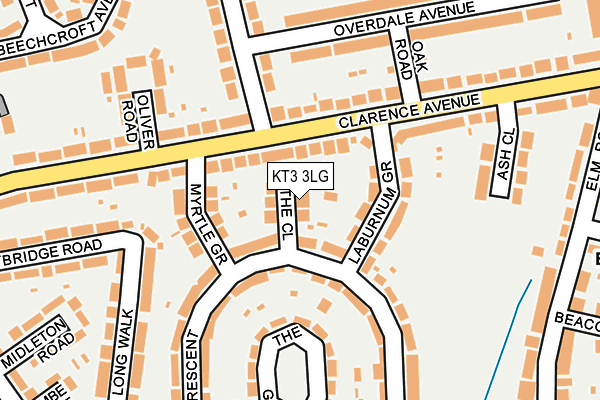 KT3 3LG map - OS OpenMap – Local (Ordnance Survey)