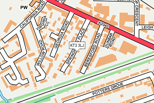 KT3 3LJ map - OS OpenMap – Local (Ordnance Survey)
