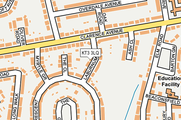 KT3 3LQ map - OS OpenMap – Local (Ordnance Survey)
