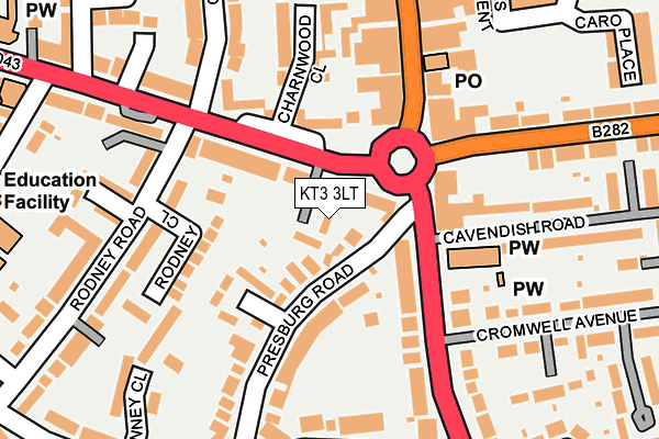 KT3 3LT map - OS OpenMap – Local (Ordnance Survey)