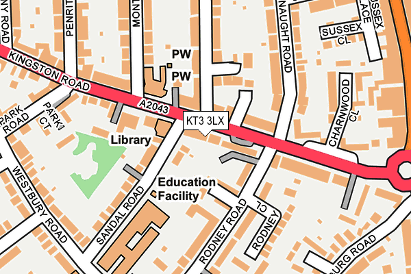 KT3 3LX map - OS OpenMap – Local (Ordnance Survey)