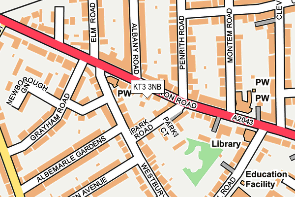 KT3 3NB map - OS OpenMap – Local (Ordnance Survey)