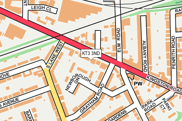 KT3 3ND map - OS OpenMap – Local (Ordnance Survey)