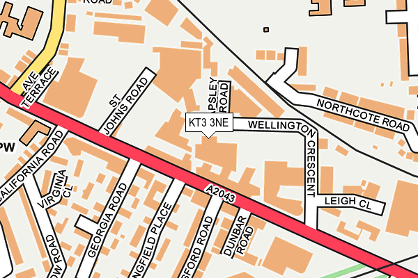 KT3 3NE map - OS OpenMap – Local (Ordnance Survey)