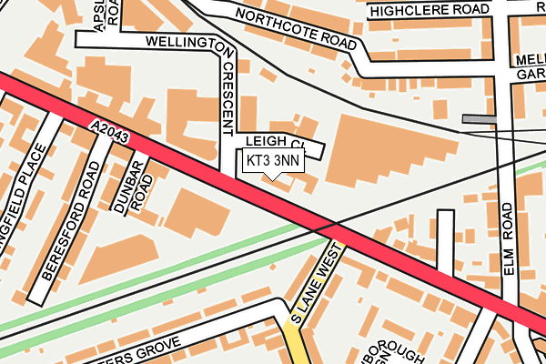 KT3 3NN map - OS OpenMap – Local (Ordnance Survey)