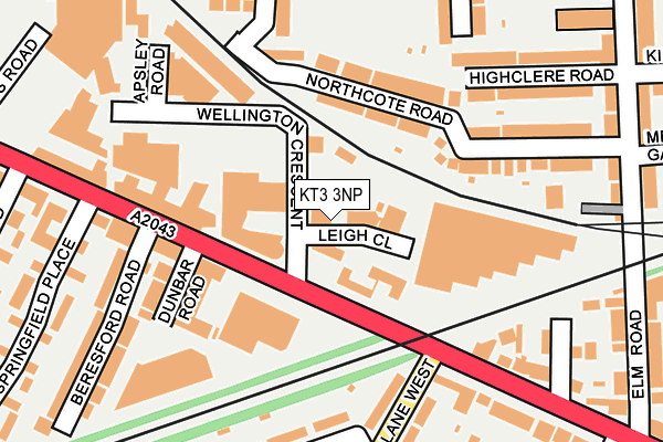 KT3 3NP map - OS OpenMap – Local (Ordnance Survey)