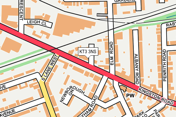 KT3 3NS map - OS OpenMap – Local (Ordnance Survey)