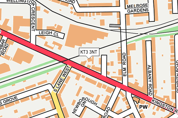 KT3 3NT map - OS OpenMap – Local (Ordnance Survey)