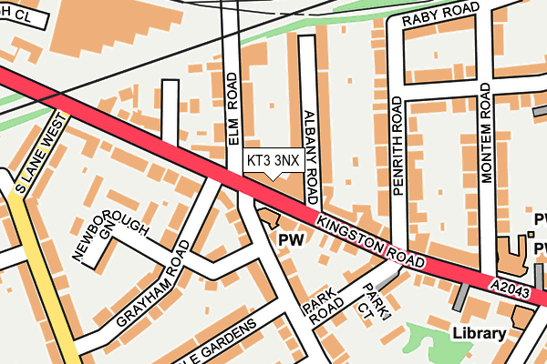 KT3 3NX map - OS OpenMap – Local (Ordnance Survey)
