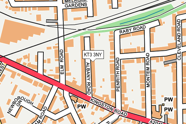KT3 3NY map - OS OpenMap – Local (Ordnance Survey)