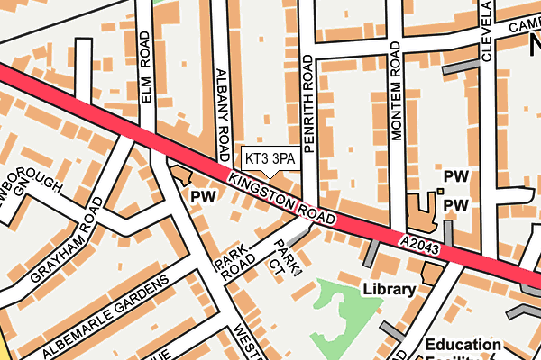 KT3 3PA map - OS OpenMap – Local (Ordnance Survey)