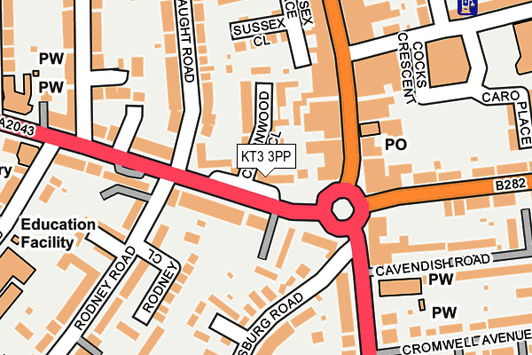 KT3 3PP map - OS OpenMap – Local (Ordnance Survey)