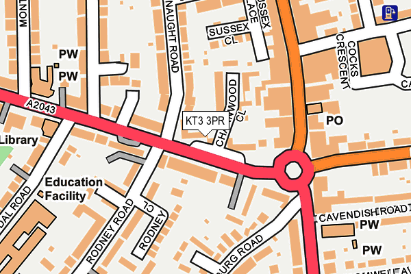 KT3 3PR map - OS OpenMap – Local (Ordnance Survey)