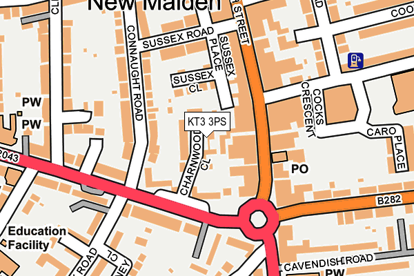 KT3 3PS map - OS OpenMap – Local (Ordnance Survey)