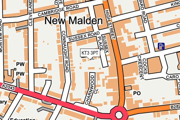 KT3 3PT map - OS OpenMap – Local (Ordnance Survey)