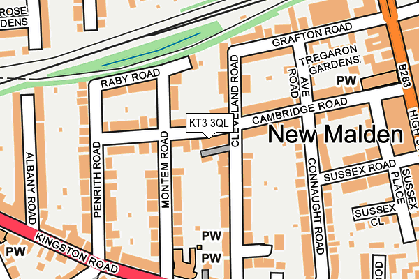 KT3 3QL map - OS OpenMap – Local (Ordnance Survey)