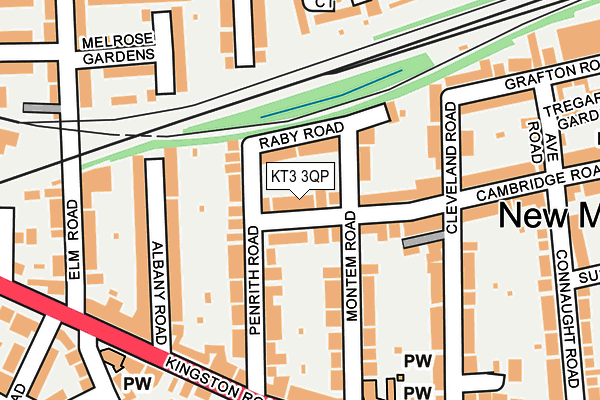 KT3 3QP map - OS OpenMap – Local (Ordnance Survey)
