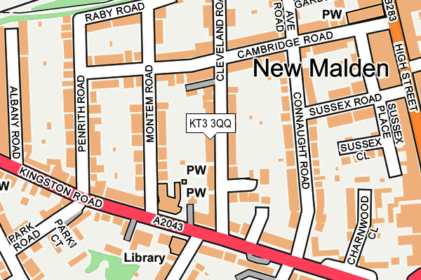 KT3 3QQ map - OS OpenMap – Local (Ordnance Survey)