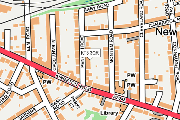 KT3 3QR map - OS OpenMap – Local (Ordnance Survey)