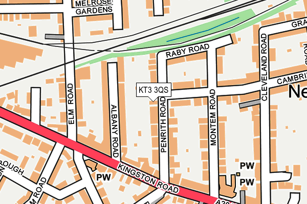 KT3 3QS map - OS OpenMap – Local (Ordnance Survey)