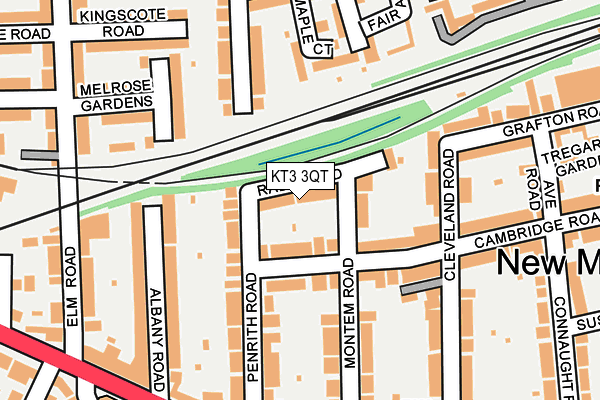 KT3 3QT map - OS OpenMap – Local (Ordnance Survey)