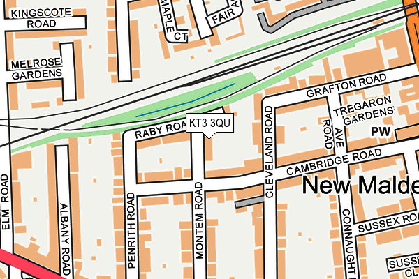 KT3 3QU map - OS OpenMap – Local (Ordnance Survey)