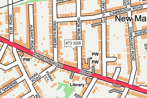 KT3 3QW map - OS OpenMap – Local (Ordnance Survey)