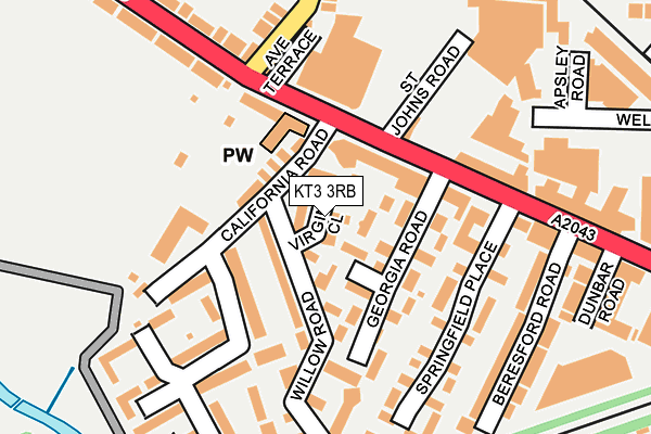 KT3 3RB map - OS OpenMap – Local (Ordnance Survey)