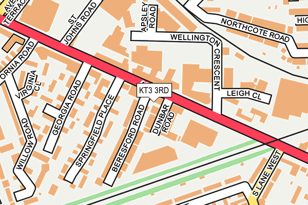 KT3 3RD map - OS OpenMap – Local (Ordnance Survey)