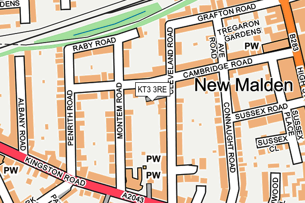 KT3 3RE map - OS OpenMap – Local (Ordnance Survey)