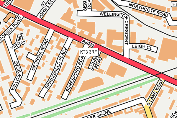 KT3 3RF map - OS OpenMap – Local (Ordnance Survey)