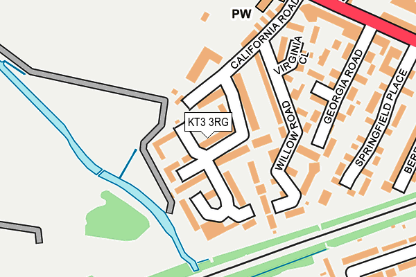 KT3 3RG map - OS OpenMap – Local (Ordnance Survey)