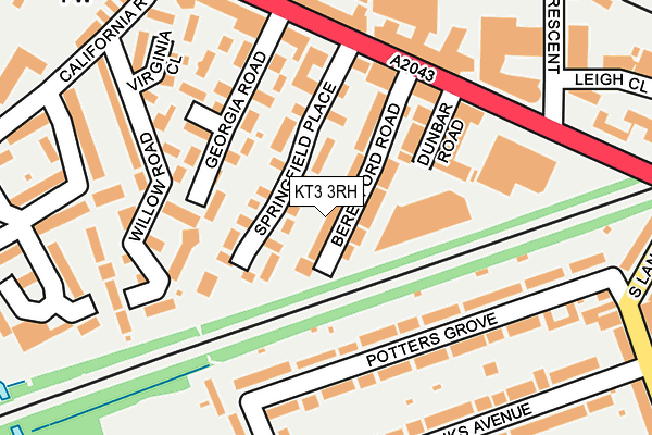 KT3 3RH map - OS OpenMap – Local (Ordnance Survey)