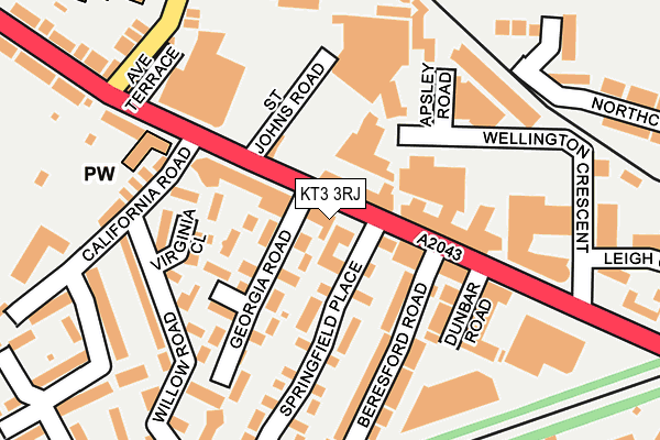KT3 3RJ map - OS OpenMap – Local (Ordnance Survey)