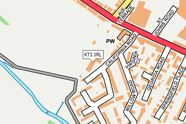 KT3 3RL map - OS OpenMap – Local (Ordnance Survey)