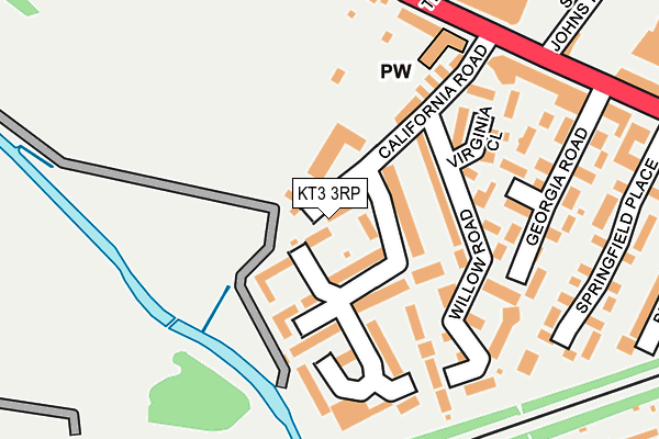 KT3 3RP map - OS OpenMap – Local (Ordnance Survey)