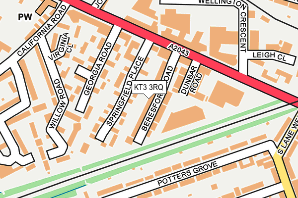 KT3 3RQ map - OS OpenMap – Local (Ordnance Survey)