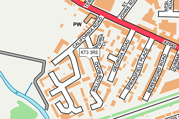 KT3 3RS map - OS OpenMap – Local (Ordnance Survey)