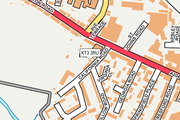 KT3 3RU map - OS OpenMap – Local (Ordnance Survey)