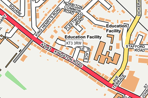 KT3 3RW map - OS OpenMap – Local (Ordnance Survey)