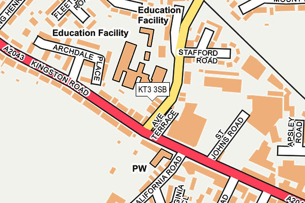 KT3 3SB map - OS OpenMap – Local (Ordnance Survey)